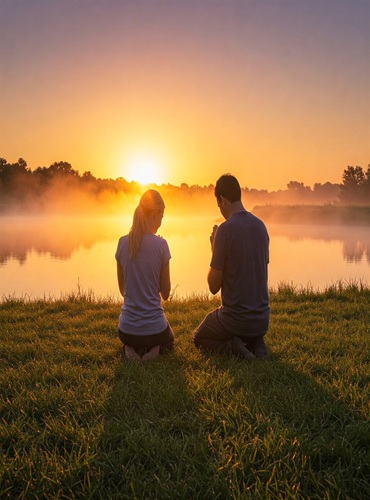 A Man And A Lay Praying